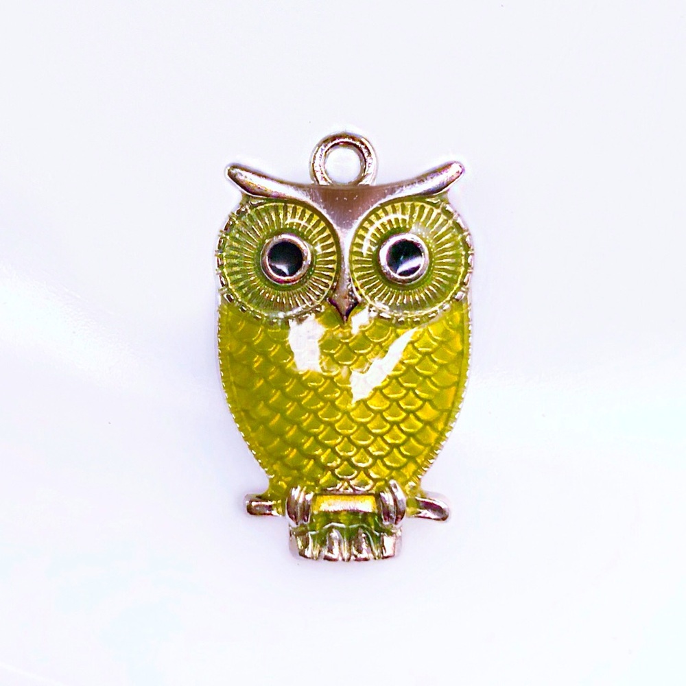 💍5/$15 Green enamel/resin owl pendant
